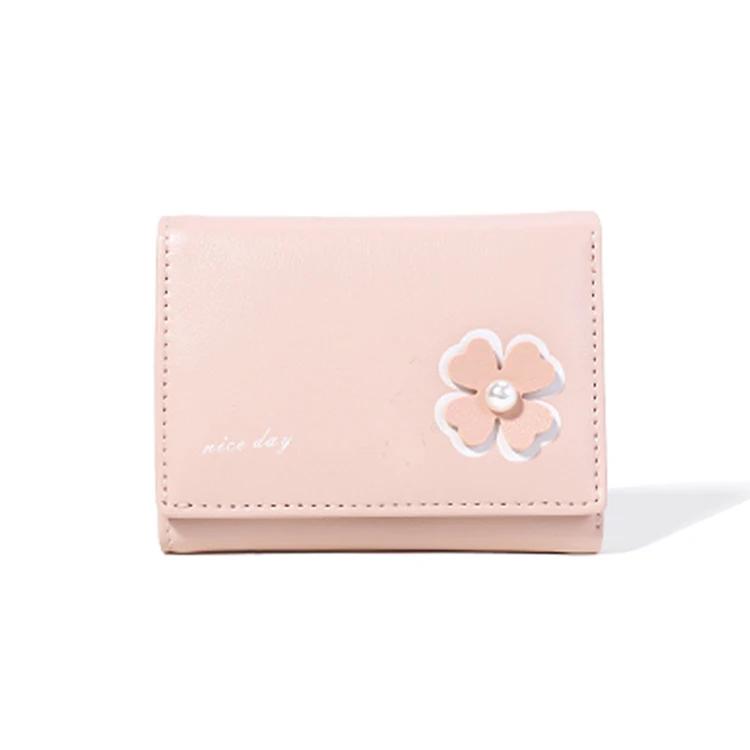 

China wholesale cute PU women clutch bag with flower accessory strawberry coin purse wallet for children, 5 colors