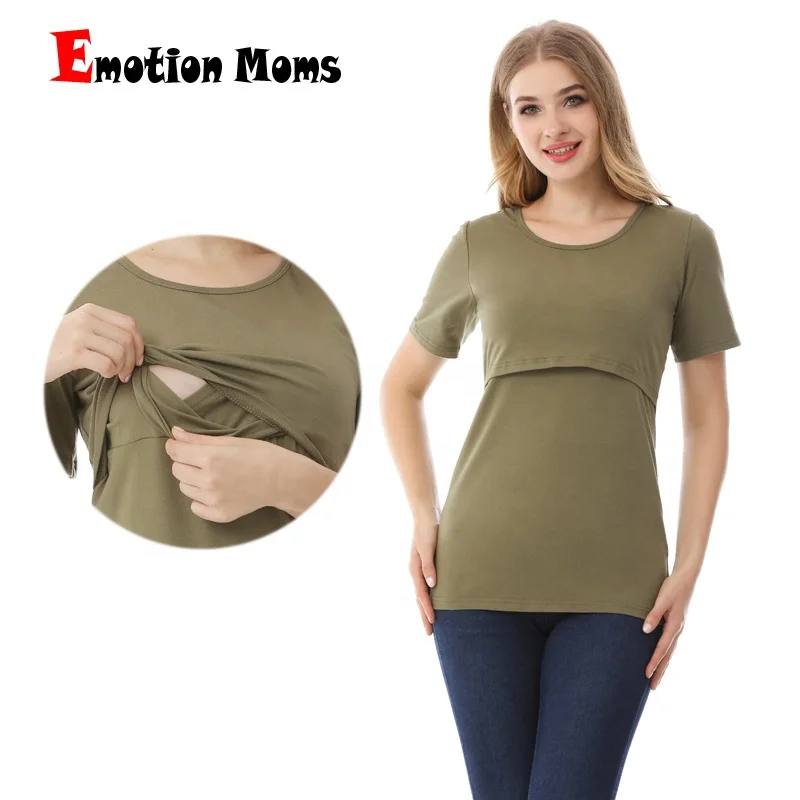 

CY124 Maternity Clothes Breastfeeding T-Shirt Pregnancy Tops for pregnant women Summer Lactation Wear Good Stretch Cotton, Blue, black, white, pink, grey, purple, dark blue, green