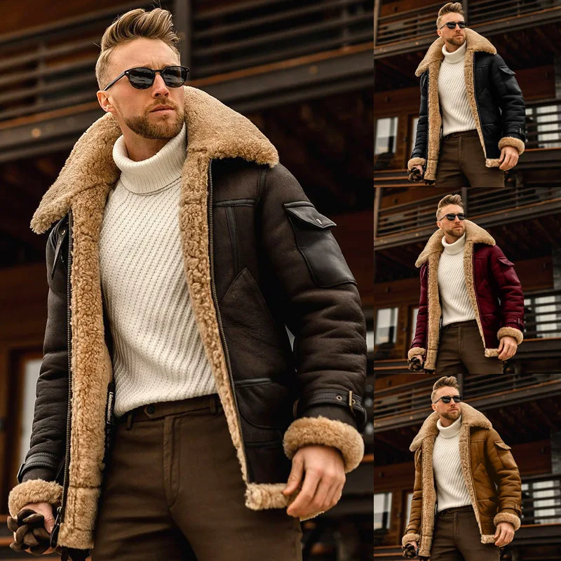 

RBX Wholesale High Quality Aviator Pilot Sheep Men's Real Fox Fur Coat Winter Airforce Leather Jacket for Men, Custom color