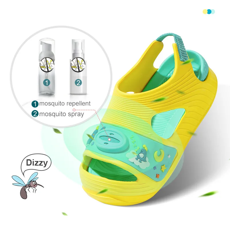 

2021 Children mosquito repellent Sandals clogs Summer EVA Light-Weight Baby Shoes Kids Slip-on for Boys Girls Beach Clogs, Yellow pink grey blue