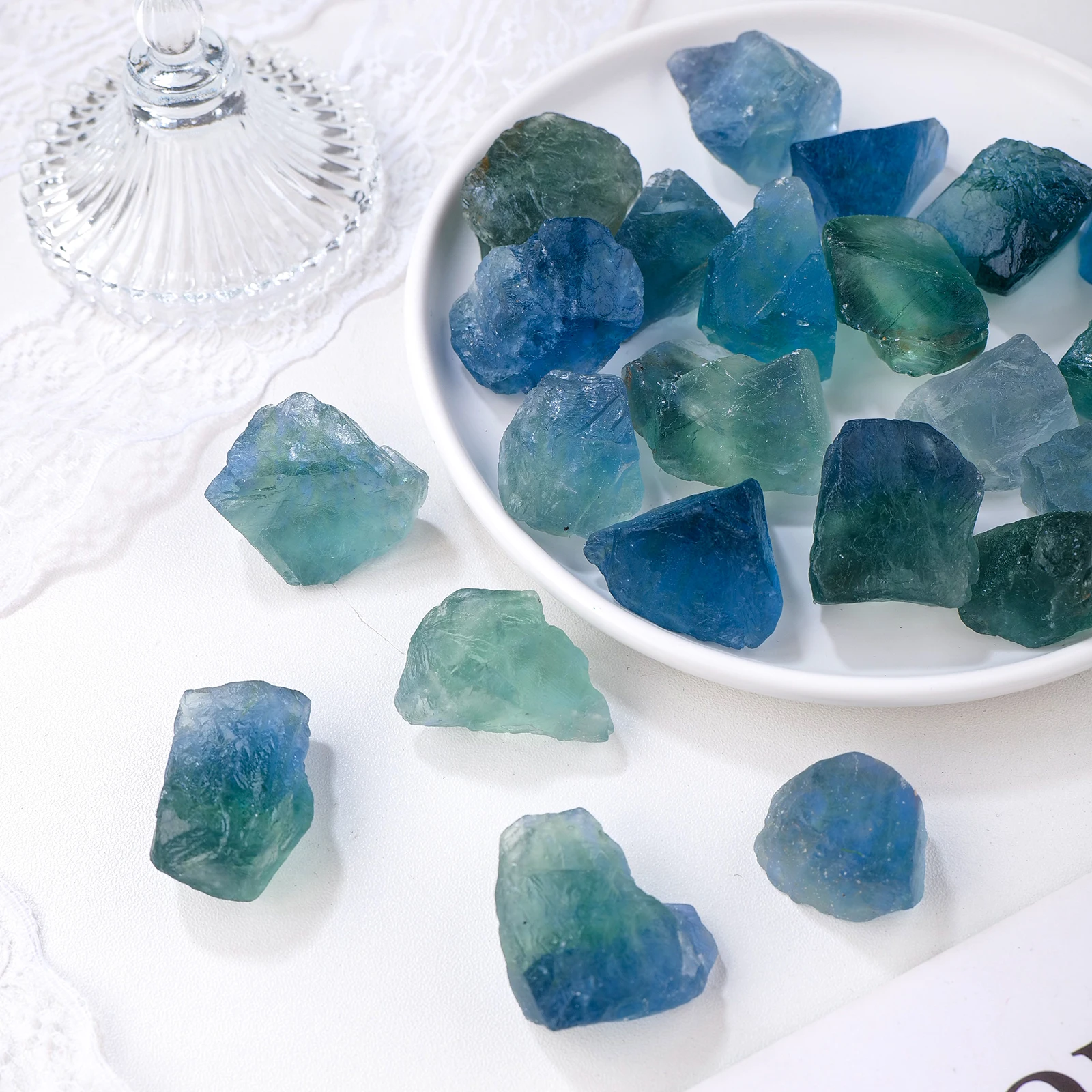 

wholesale crystal rough stone natural blue green fluorite raw stone healing quartz stone