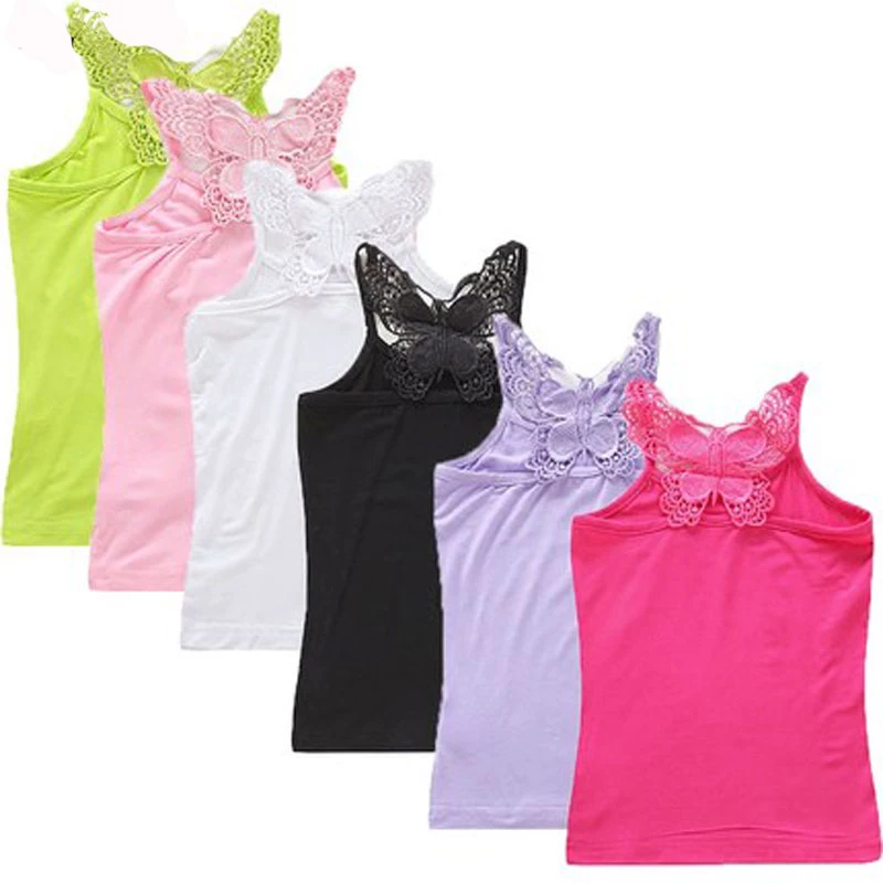 

Summer Kids Underwear Vest Model Tops For Girls Candy Color Girl Tank Tops Teenager Undershirt Baby Camisole Clothing