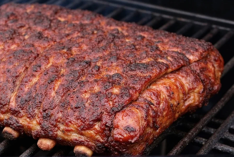 Smoked ribs on a grill