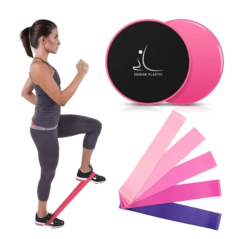 

Wholesale Custom Logo Plastic Working Out Gliding Disc Core Sliders With Bands On Carpet Wood, Custom color avaliable