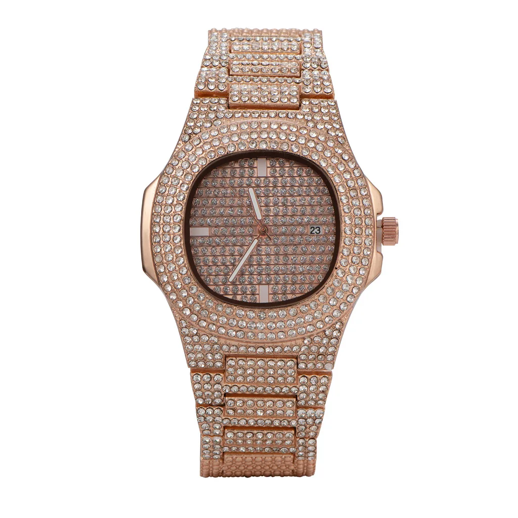 

2021 Hip Hop Iced Out Watch Band Bracelet Unisex Gold Plated CZ Bling Bracelets Wholesale RapperJewelry