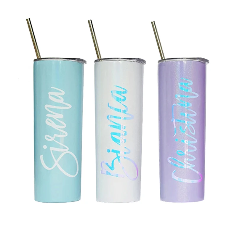 

Glitter Sublimation Blanks 600ml Tumbler Double Wall 18/8 Stainless Steel Thermo Tumblers With Slide Lid And Straw