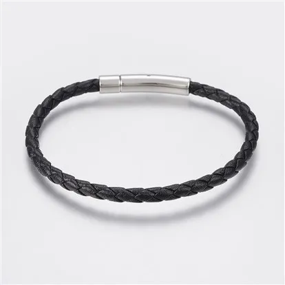 

PandaHall 304 Stainless Steel Clasps Men Braided Leather Cord Bracelets