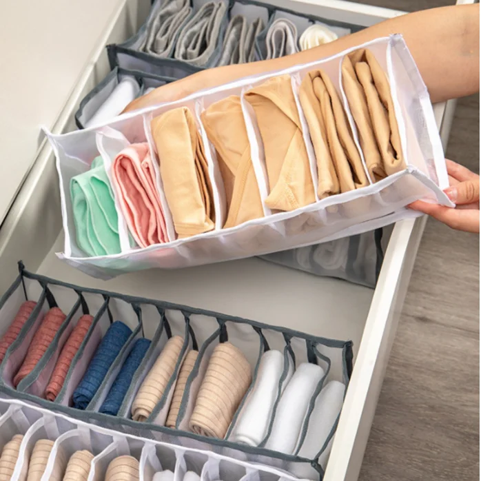 

Bra Organizer Box Dormitory Home Closet Drawer Organizers for Underwear Bra Socks Cabinet Separated Foldable Organizers