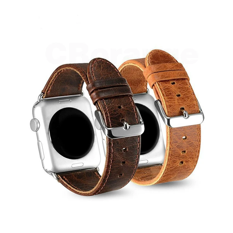 

Vintage Crazy Horse Pattern Leather watch strap for iwatch 38mm 40mm 42mm 44mm series 6 5 4 for apple watch band leather, 8 colors