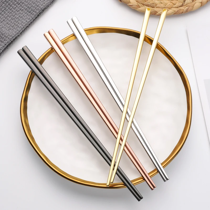 

Amazon Best Seller Custom Logo Reusable 18/10 304 Metal Chinese Stainless Steel Chop Sticks, Silver/gold/rose gold/black/rainbow