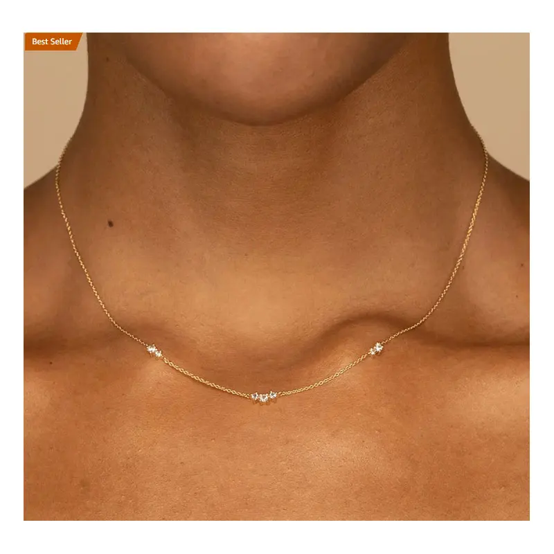 APN20 RINNTIN Simple CZ Diamond Choker Chain Necklace 925 Sterling Silver Fine Jewelry Necklaces for Women
