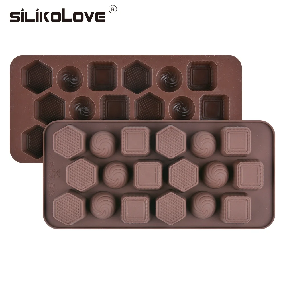 

New design hexagonal spiral half ball square multi shape filled chocolate bar silicone mold DIY lover baking tools, Customized color
