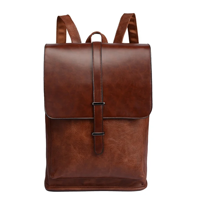 

Vintage Korean Style Laptop high quality PU Leather Backpack for men Travel Casual business trend fashion bag H