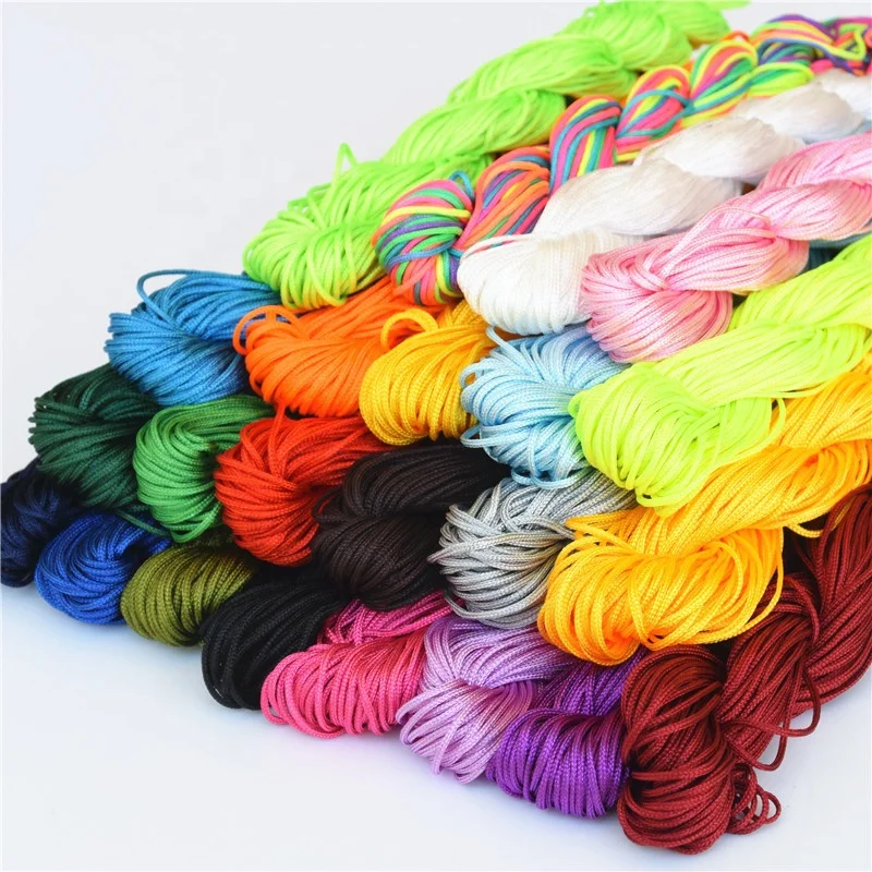 

1mm colorful Polyester Thread jade wire cord for DIY Tassel Macrame bracelets jewelry Making Accessories 25 Metes, Multi colors for options