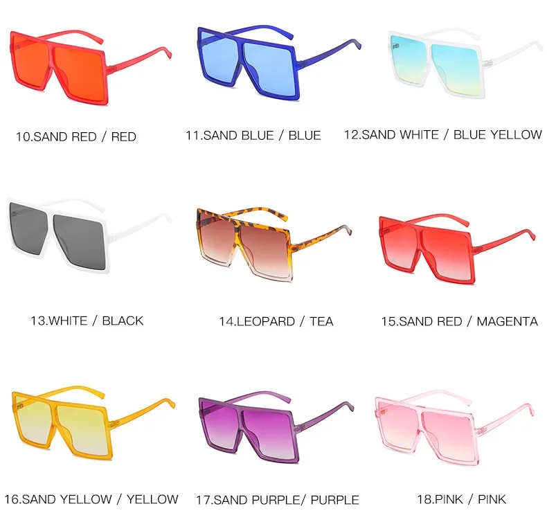 
2020 New Colors Big Square Oversized Glasses Fashion Sunglasses 