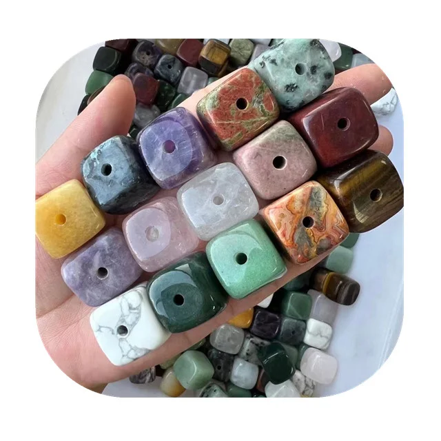 

New arrivals drilled hole 20mm spiritual crystals healing gemstone natural colorful mixed quartz cube incense holder for buyer