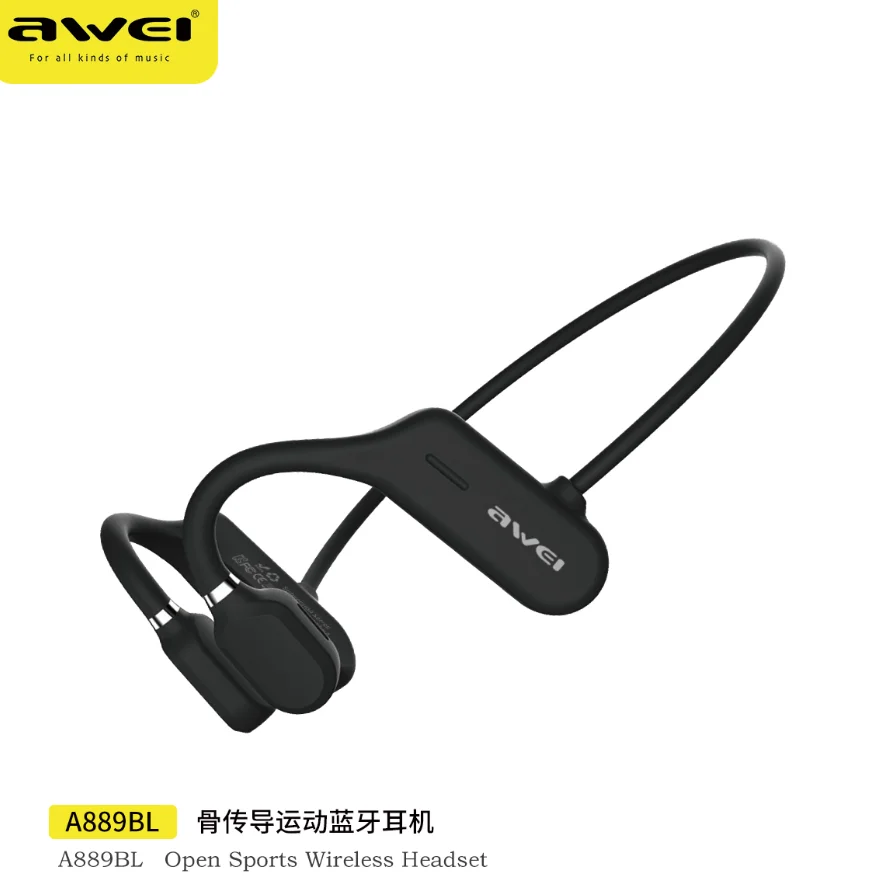 

Awei OEM/OBM A889BL Water Proof Bone Conduction Headset Earphone Type-c Wireless Bluetooth Headset