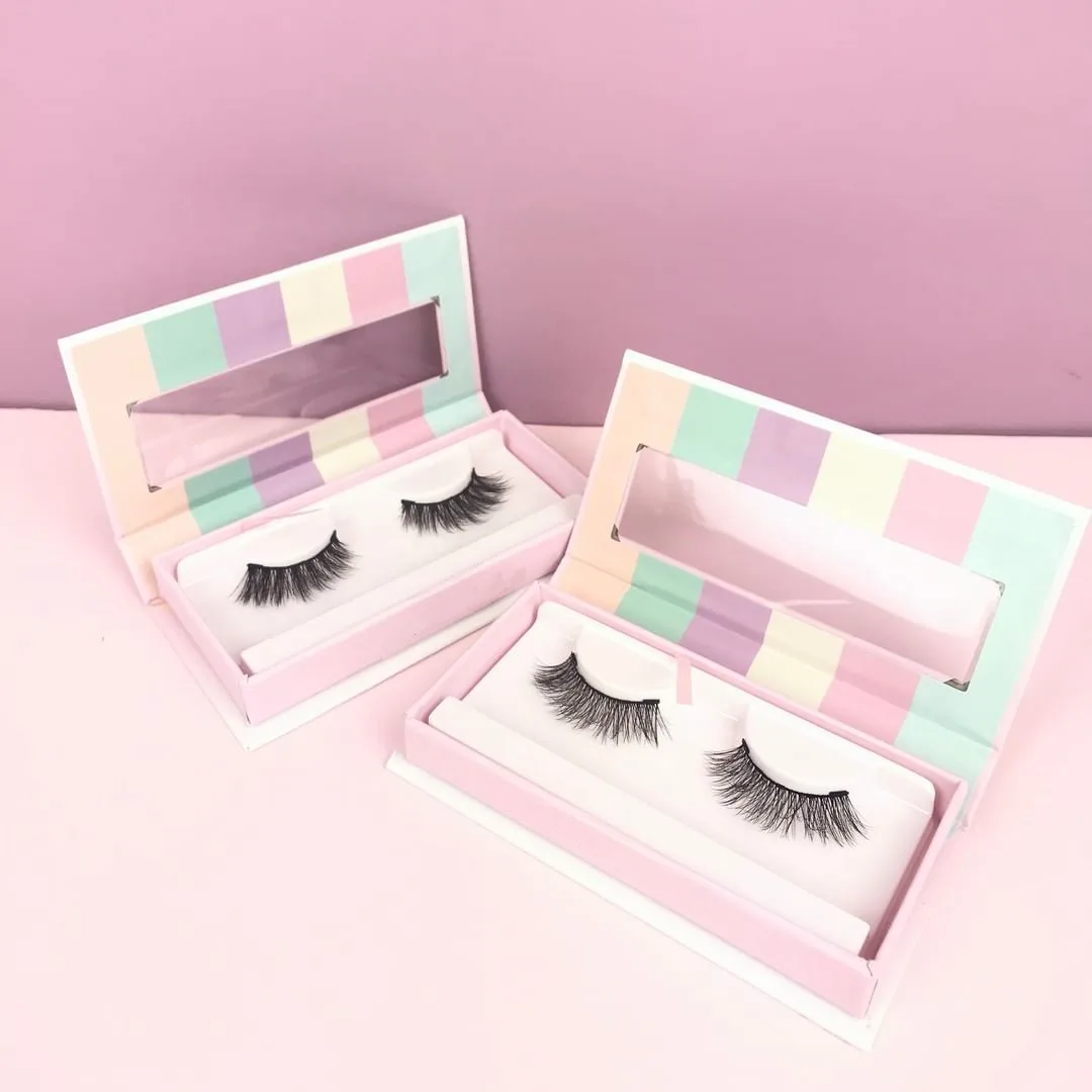 

Hot Sale Silk Eye lashes Private Label Curly 3d vegan faux mink eyelashes custom logo eyelash packaging