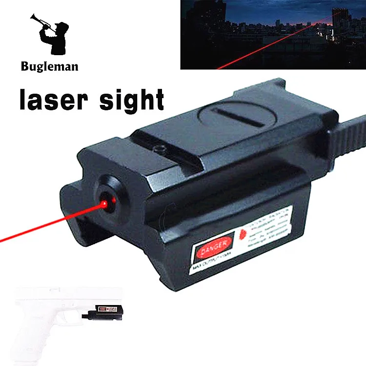 

20mm rail 5mw Bugleman mini mira red laser sight scope for hunting Airgun Spike glock 19 pistol tactical accessories, Black