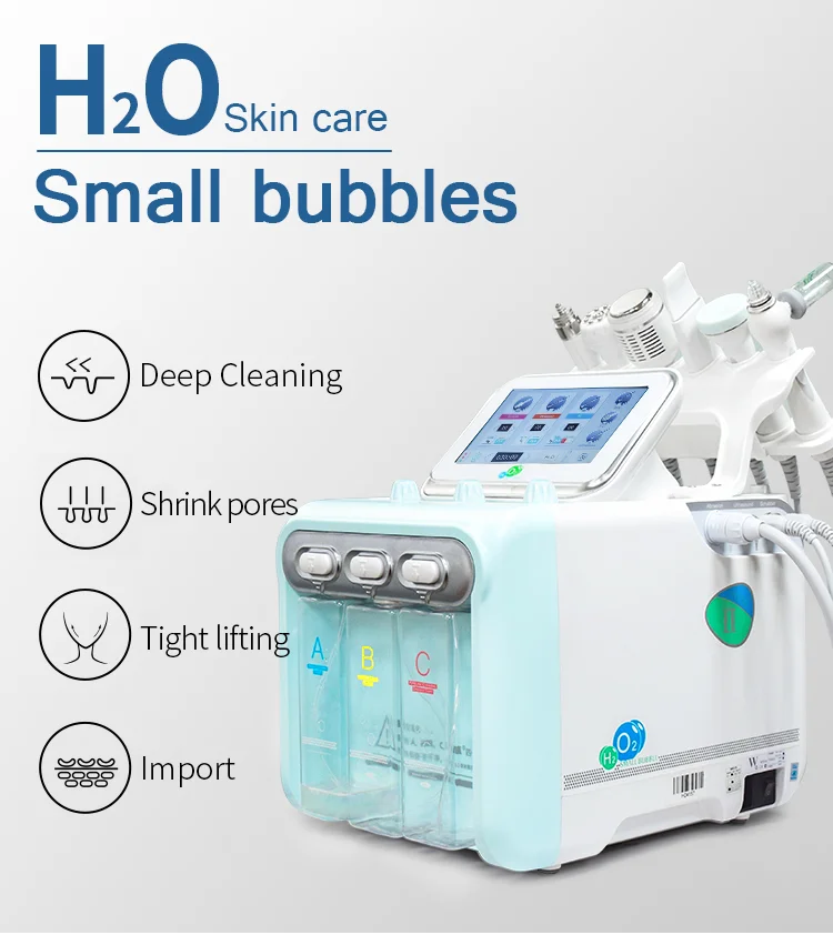 NV-W05X H2O2 6 in 1 small bubble aqua peeling dermabrasion blackhead remover vacuum hydra machine for facial
