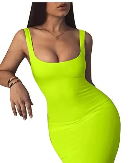 

Summer 2021 women clothing Lady Sexy Vest Skirt Sleeveless Close Fitting Off Shoulder Slim Casual Midi dress, Picture shows