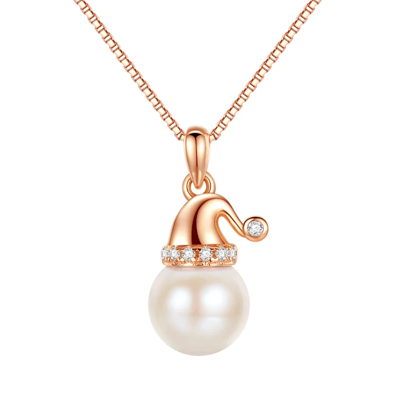 

Shenzhen Wholesale Jewelry Christmas hat and Natural pearls named necklace 925 sterling silver pendant for ladies
