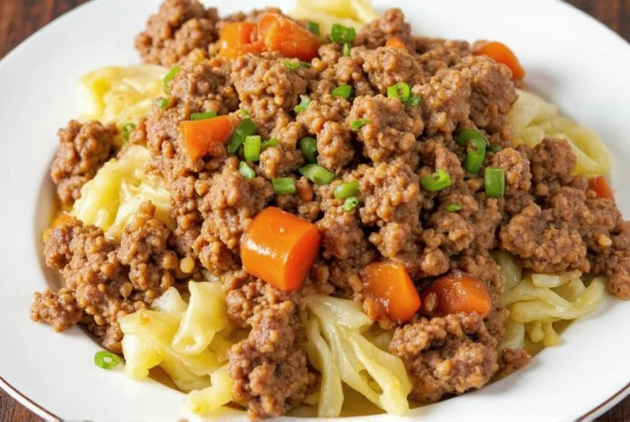Searing ground beef in a pan