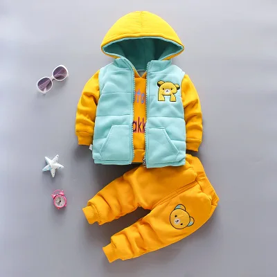 

Baby Boys Girls Christmas Cartoon Winter Warm Vest Coat+Sweatshirt+Pants 3Pcs Infant Kids Children Sports Suit Clothes, 5 colors