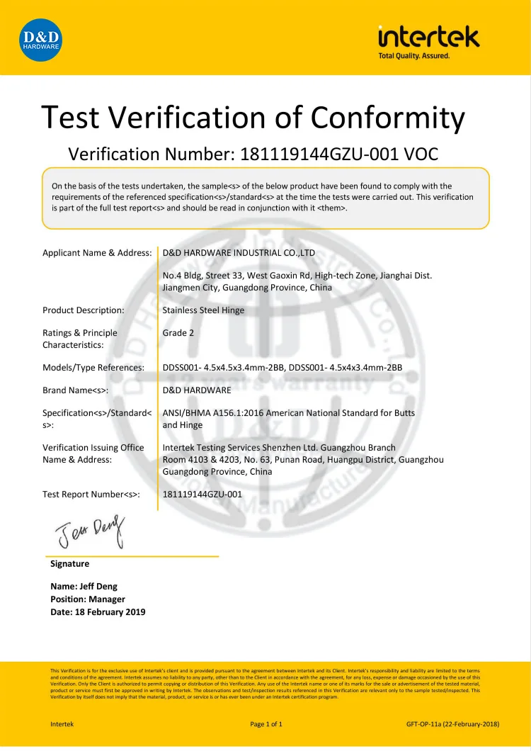 Ansi Bhma A156.1 학년 2 인증 Ul 정격 표준 의무 Std 도어 엉덩이 경첩 Buy Ansi 등급 2 경첩