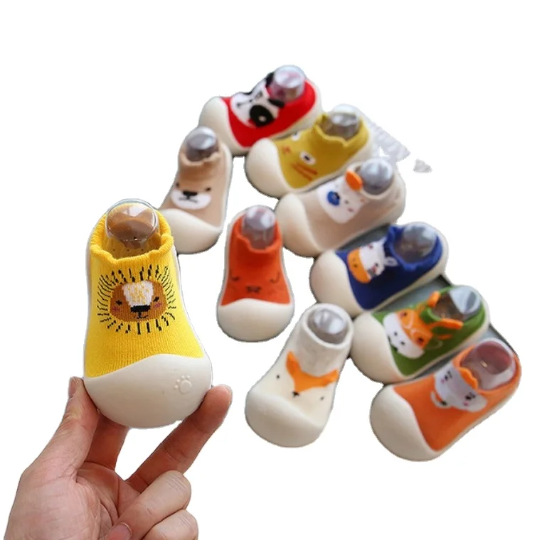 

Custom organic cotton outdoor rubber soles anti slip toddler baby socks shoes with animal designer logo kids socks, Colors