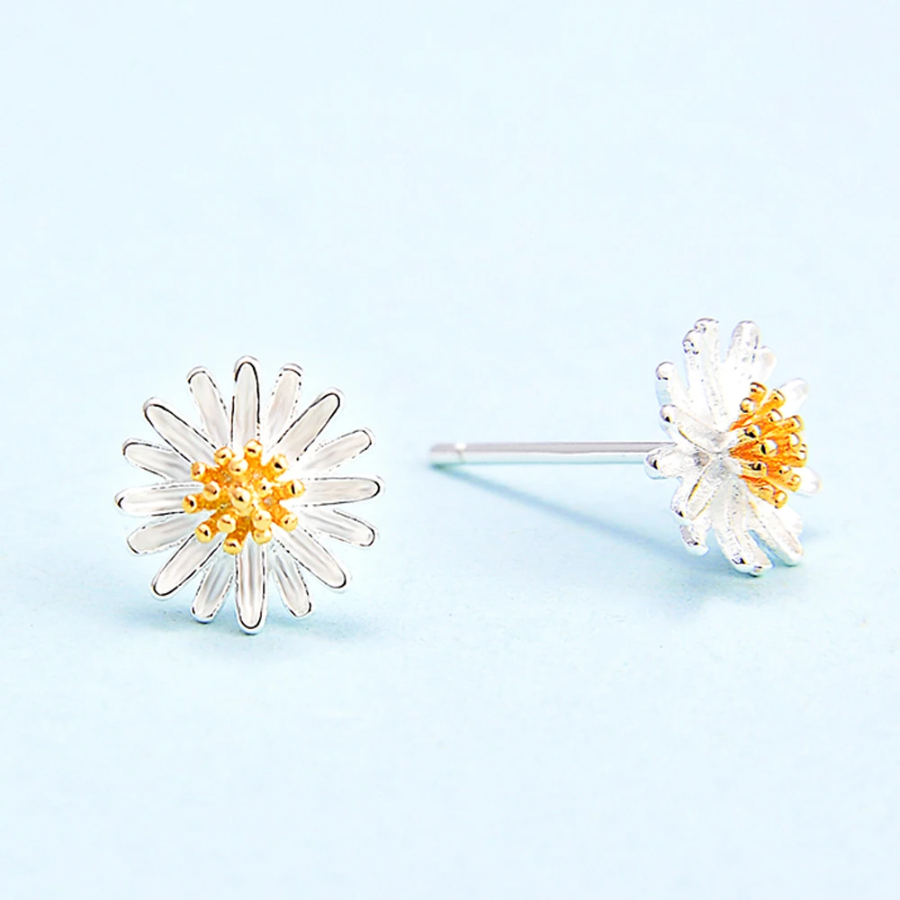 

2020 New Arrival Sunflower 925 Sterling Silver Jewelry Sun Flower Silver Plated Daisy Fashion Earrings For Women Girl Gift