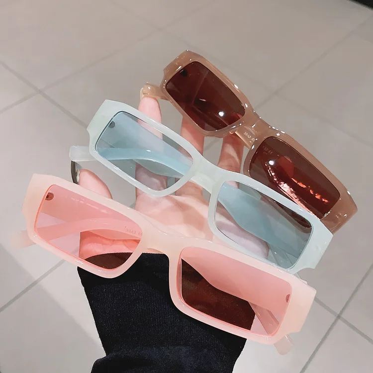 Vintage 2022 Ins New Small Rectangle Custom Logo Shades Colorful Fashion Sunglasses