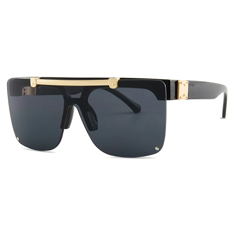 

Vintage Flip Sunglasses Men Luxury Brand Sun Glasses Women One Piece Rimless Square Shades Male Hip Hop Visor Punk Eyewear