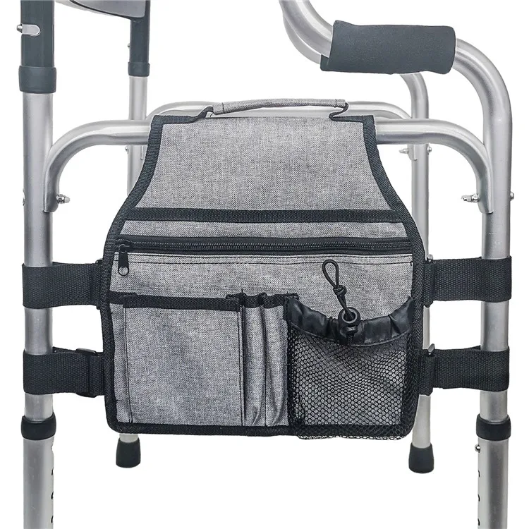 

Folding Double-sided Hanging Side Rollator Walker Wheelchair Tote Bag with Cup Holder for Seniors or Elderly