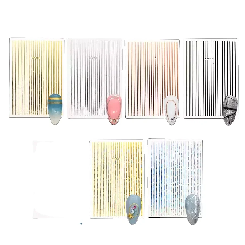 

1 Sheet Nail Sticker Gold Silver White Stripe Lines 3D Metal Strip Tape Adhesive Diy Beauty Gold Nail Sticker