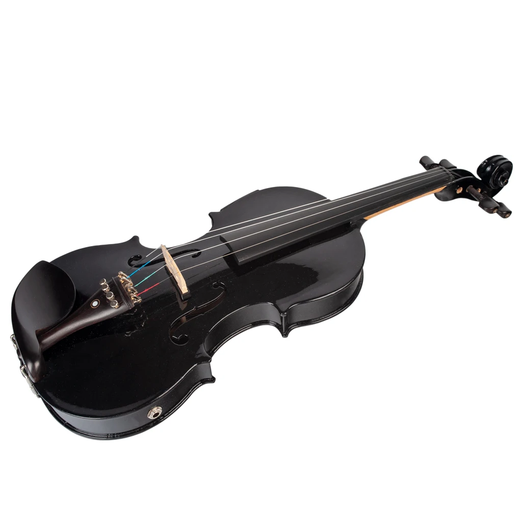 

NAOMI  Acoustic Electric Violin Fiddle EQ Violin With Ebony Accessories, Black
