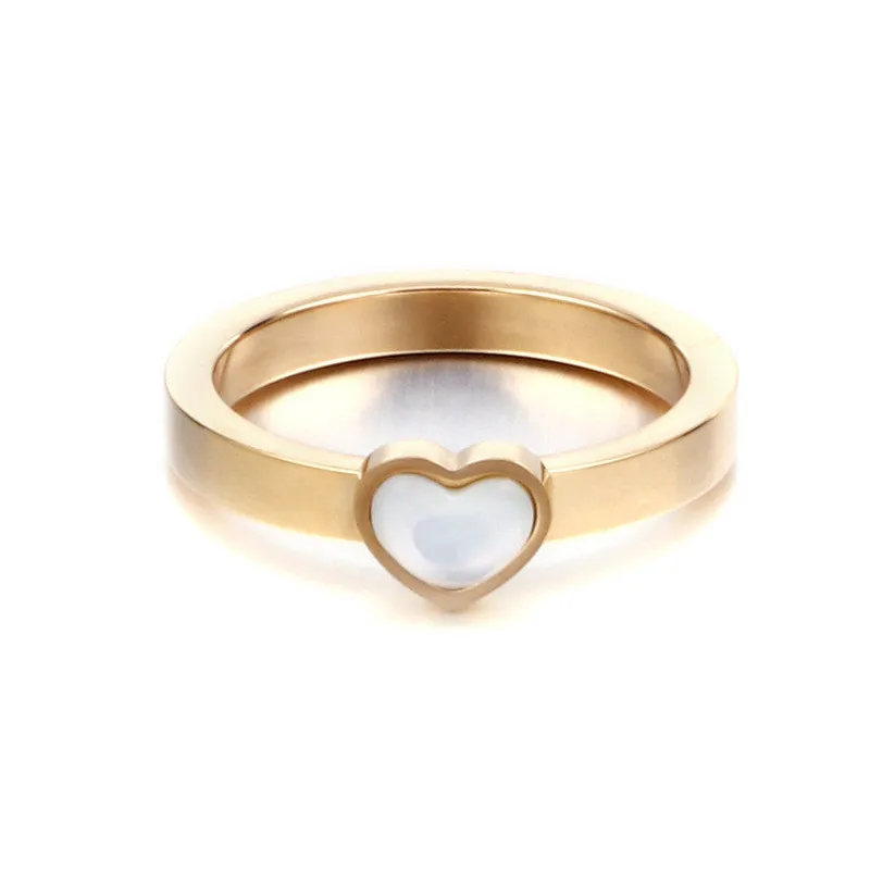 

Amazon Hot 18K Gold Stainless Steel Heart-Shaped Shell Love Ring For Women Factory Stock Wholesale, Picture shows