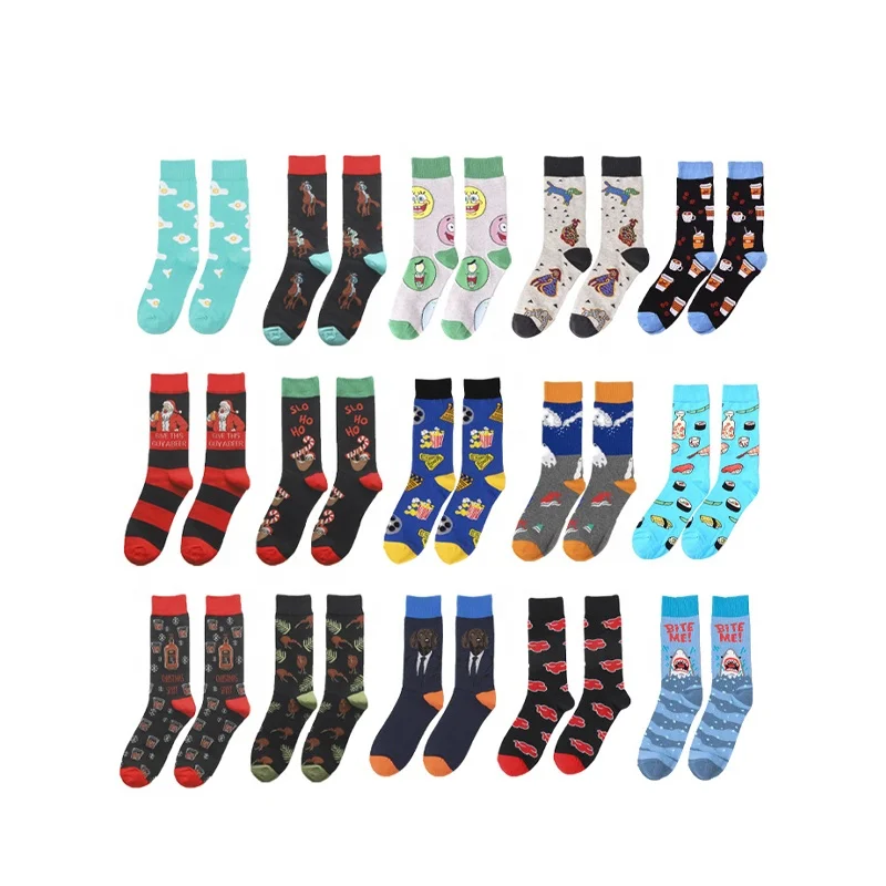 

Quentin Dropshipping Wholesale Men Colorful Funny Jacquard Custom Logo Cotton New Design Fashion Calf Crew Length Happy Socks, Picture shows