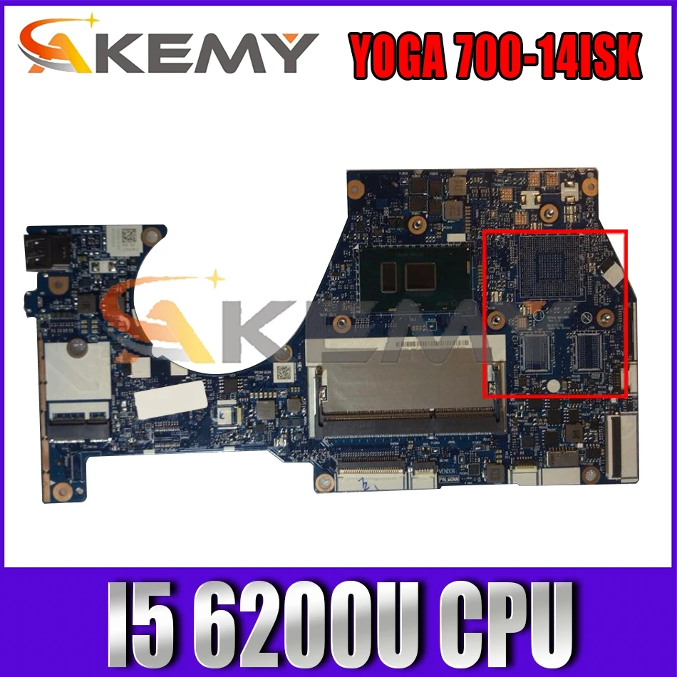 

Akemy BYG43 NM-A601 For YOGA 700-14ISK YOGA700-14ISK Laptop Motherboard CPU I5 6200U DDR3 100% Test Work