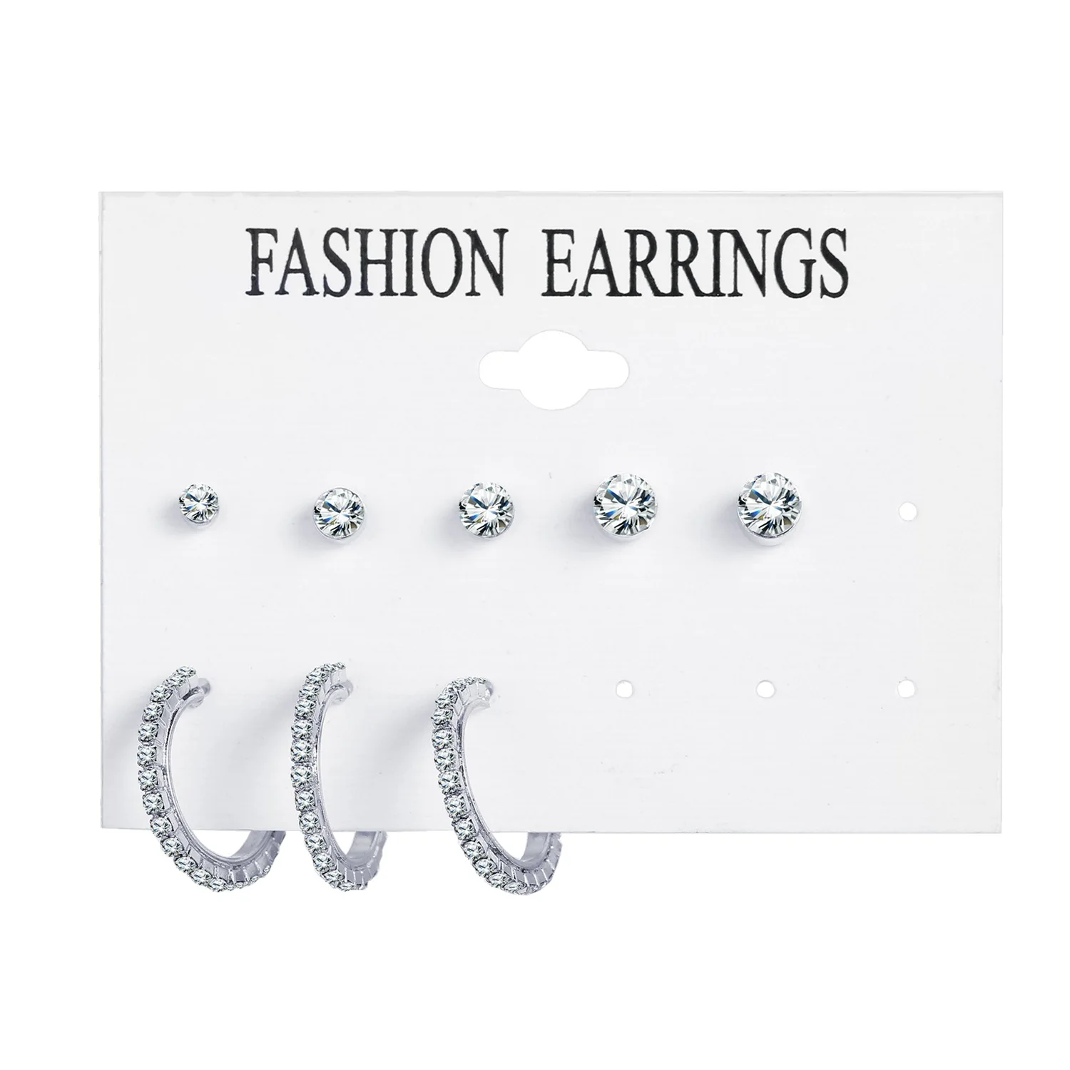 

E-0595 Wholesales New Arrival Fashionable Trendy New Crystal Single Earring Set 8-Piece Creative Retro Simple Metal Earrings Set, Picture shows