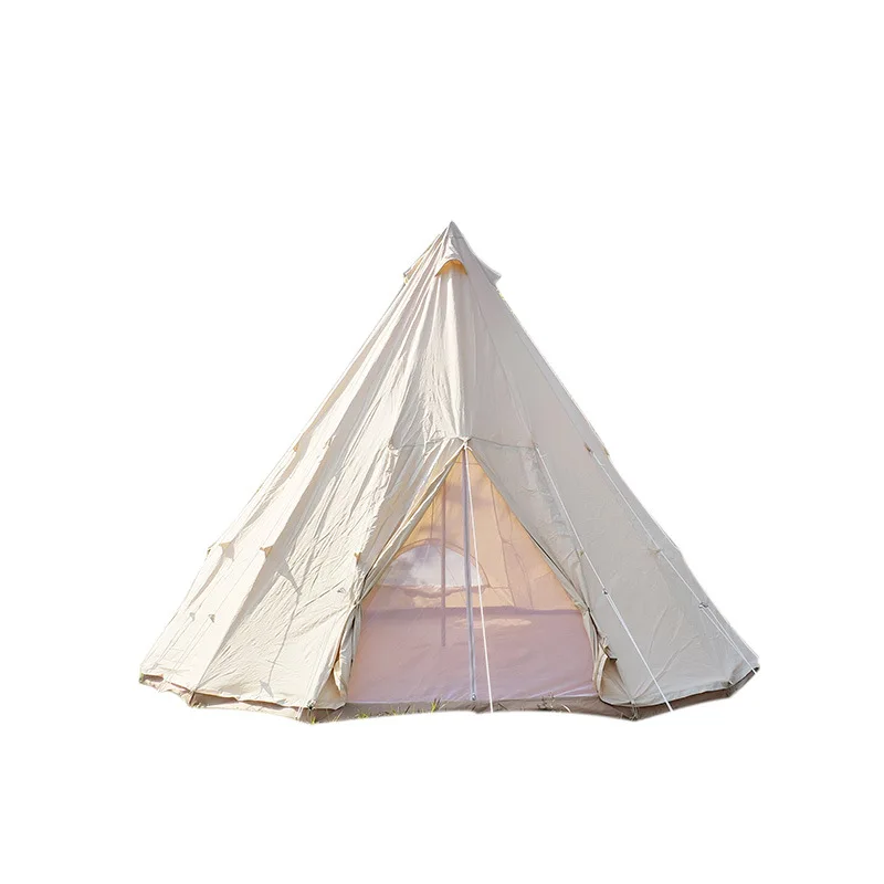 

Canvas Wall Cotton 4M 5M Luna Pagoda Outdoor Picnic Camping Bell Teepee Tent For Adults, Beige/white