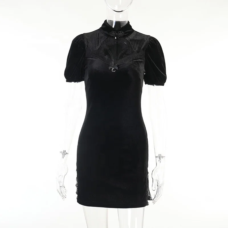 

2021 New Arrivals Summer Short Sleeve Stand-up Collar and Fork Cheongsam for Women Drees