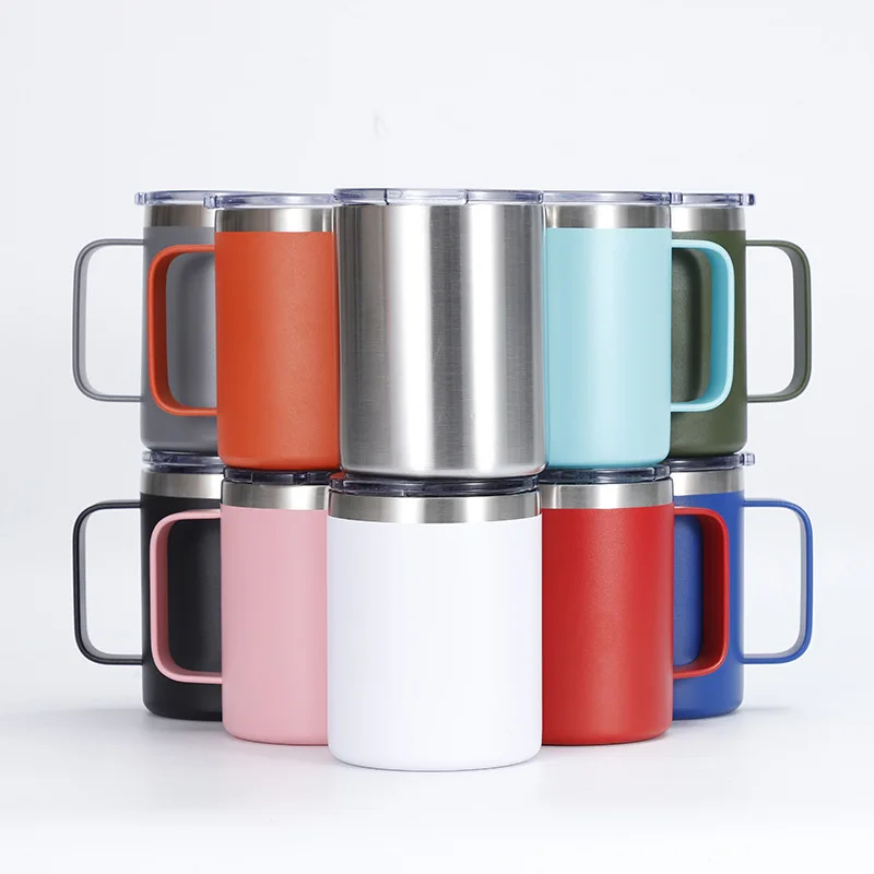 

2021 Amazon Best Selling Products 12oz Double Wall Stainless Steel Vacuum Insulated Tumbler Coffee Mug Cups with Handle Lids, Customized logo