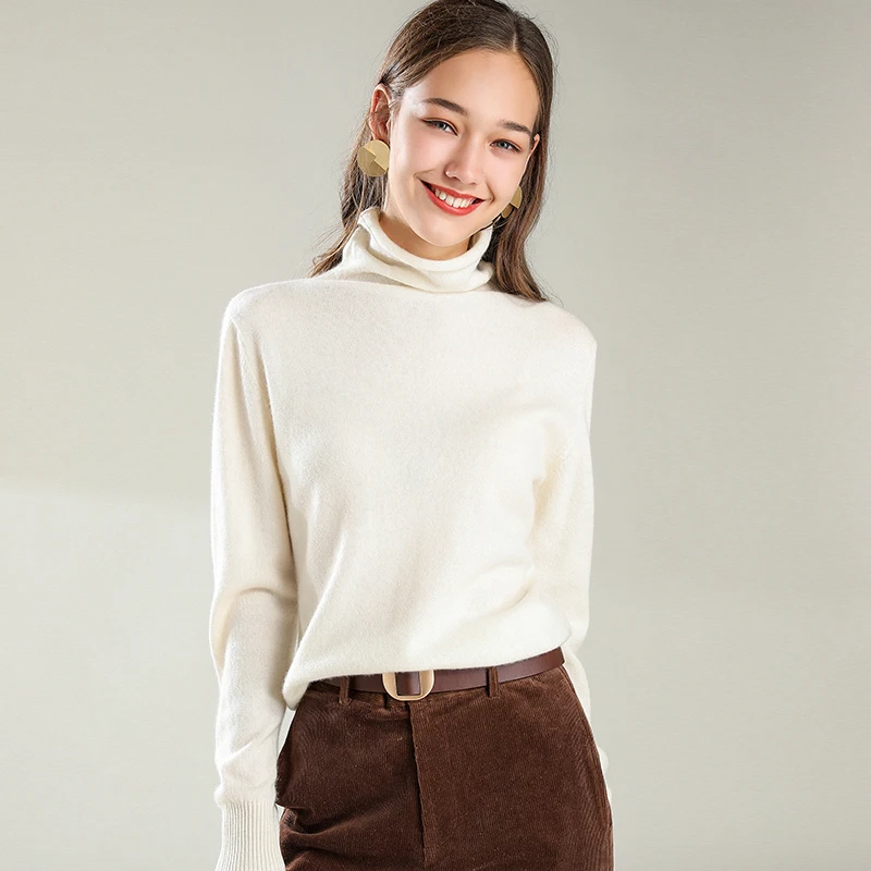 

Custom Logo Fashion Winter Handmade Knit Jumper Women 65% Merino Wool Cashmere Sweater