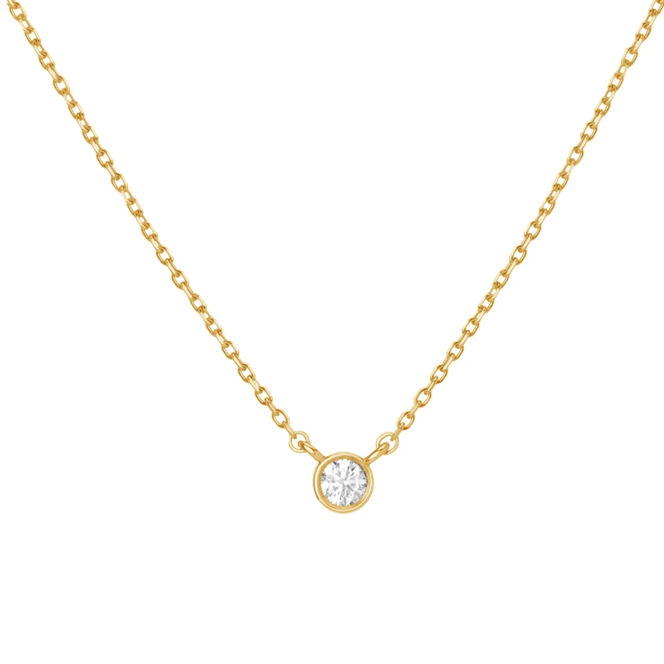 

14k gold plated wholesale jewelry supplies 925 sterling silver minimalist xl diamond bezel necklace