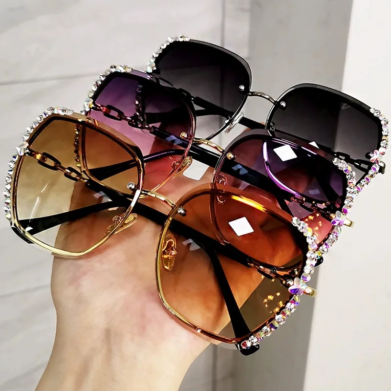 

Vintage Luxury Rhinestone Square Sunglasses Stylish Lady Diamond Glasses, Colors