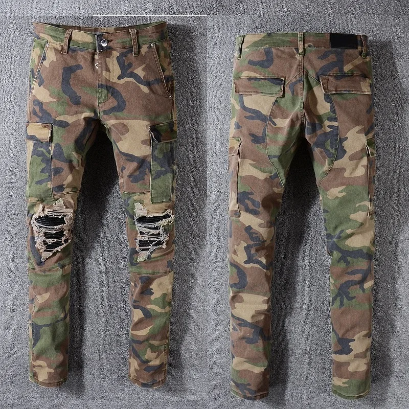 

New Italy Style #536# Men's Cargo Pockets Pants Camouflage Distr