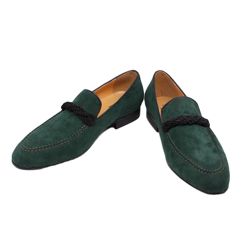 

New Fashion Green Slip On Men Shoes Nubuck Leather Casual Loafers Shoes, Black, brown or customize