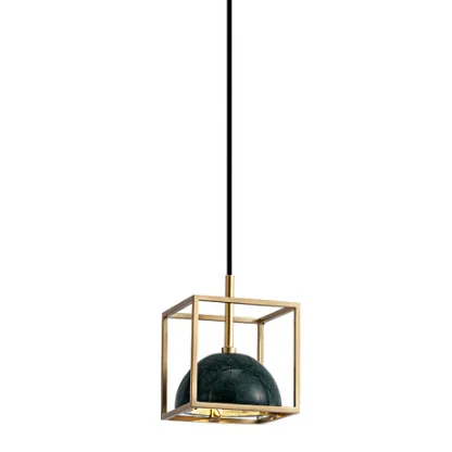 

Simig lighting chinese style led bowl marble copper lustre cuisine simple square gold metal pendant lights, Green/black/white