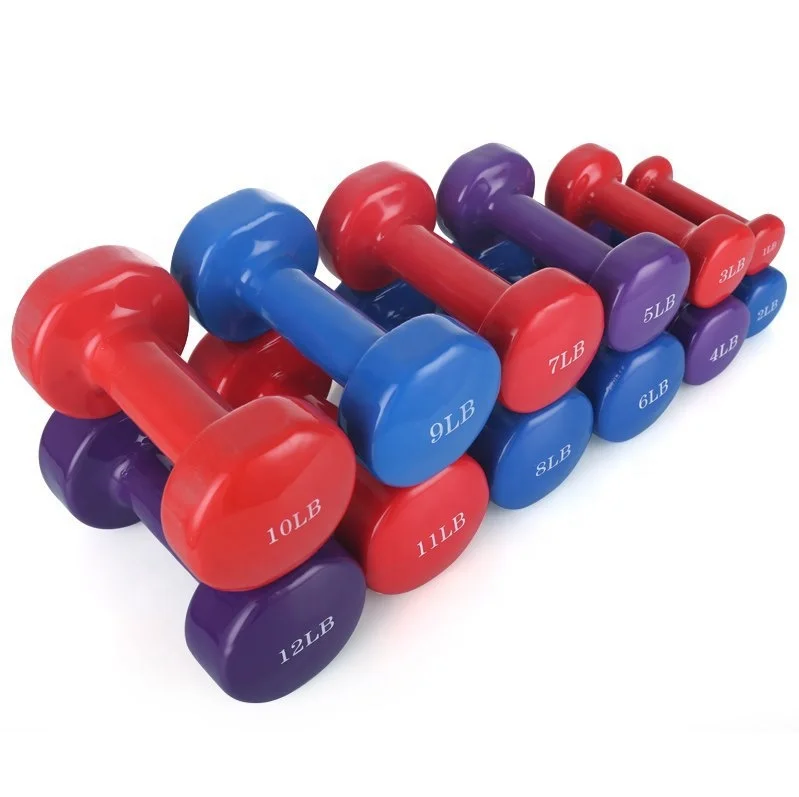 

Outdoor fitness dipping plastic manufacturers wholesale fitness jumping exercise matte smooth hand bell dipping plastic dumbbell, Black